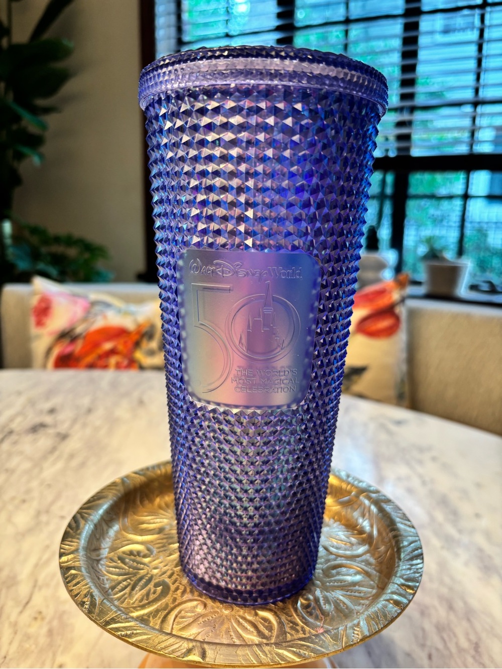 Walt Disney World x Starbucks 50th anniversary blue diamond cold cup no straw